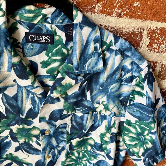 Chaps hawaiian blue and green floral button down - Picture 2 of 5